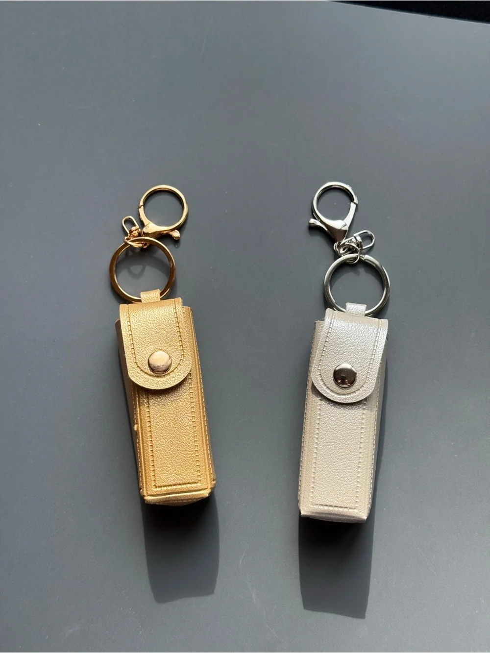 Metallic Gold Leatherette Keychain Holster with Snap Closure